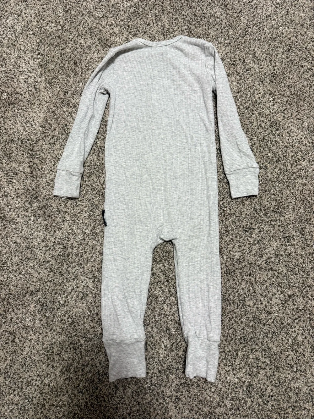 LITTLE BIPSY Gray Ribbed Zip-Front Kids One-Piece Pajamas 18-24 Months